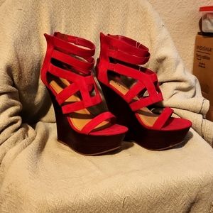 SEXY JustFab Pink Strappy Wedges